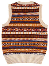 Forties Vintage Scottish Wool Fairisle Tank Top in Ginger Beige