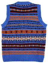 Scottish Wool Short Fairisle Tank Top in Cobalt Blue