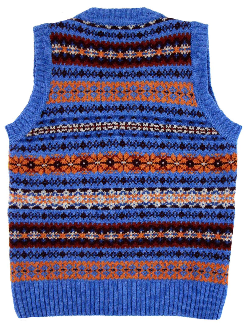 Scottish Wool Short Fairisle Tank Top in Cobalt Blue