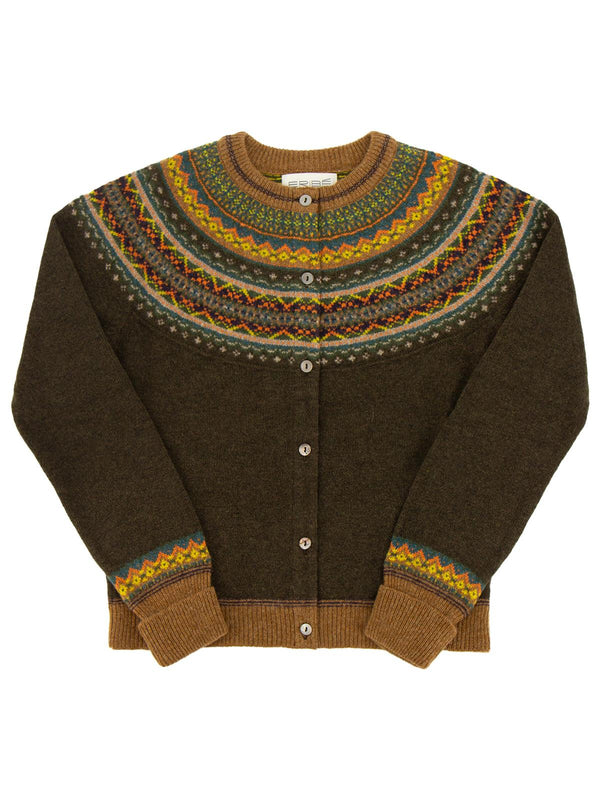 Merino Lambswool Alpine Cardigan - Highland Brown