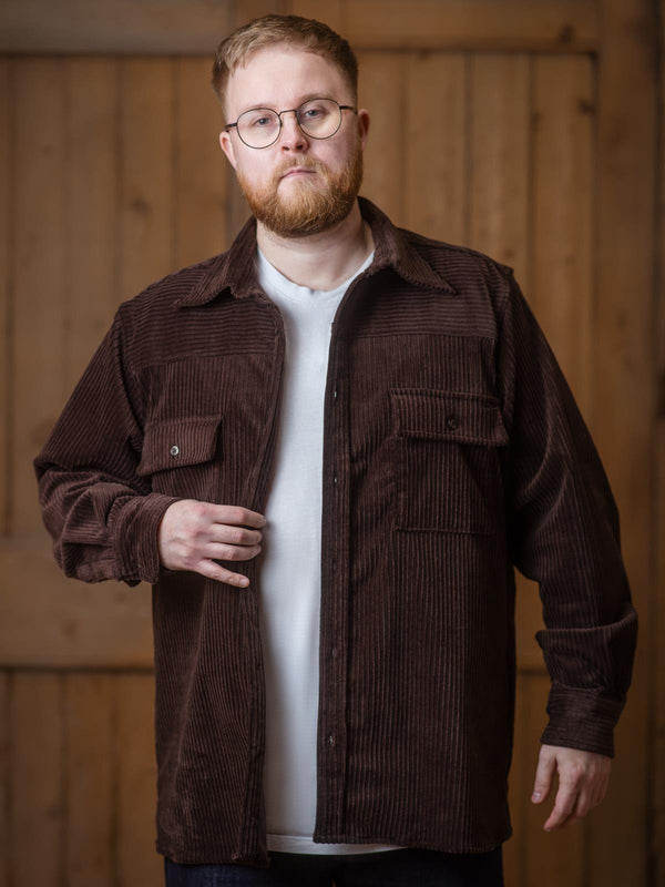 Vintage Style Camping Over Shirt - Brown Corduroy