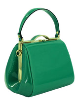 Vintage Look Deep Jade Green Patent Frame Bag