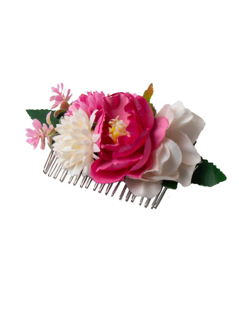 Vintage Summer Florals Hair Comb - Pink