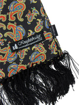 Black & Red Paisley Print Pure Silk Aviator Scarf