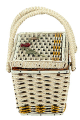 Compact White Vintage Musical Basket Bag