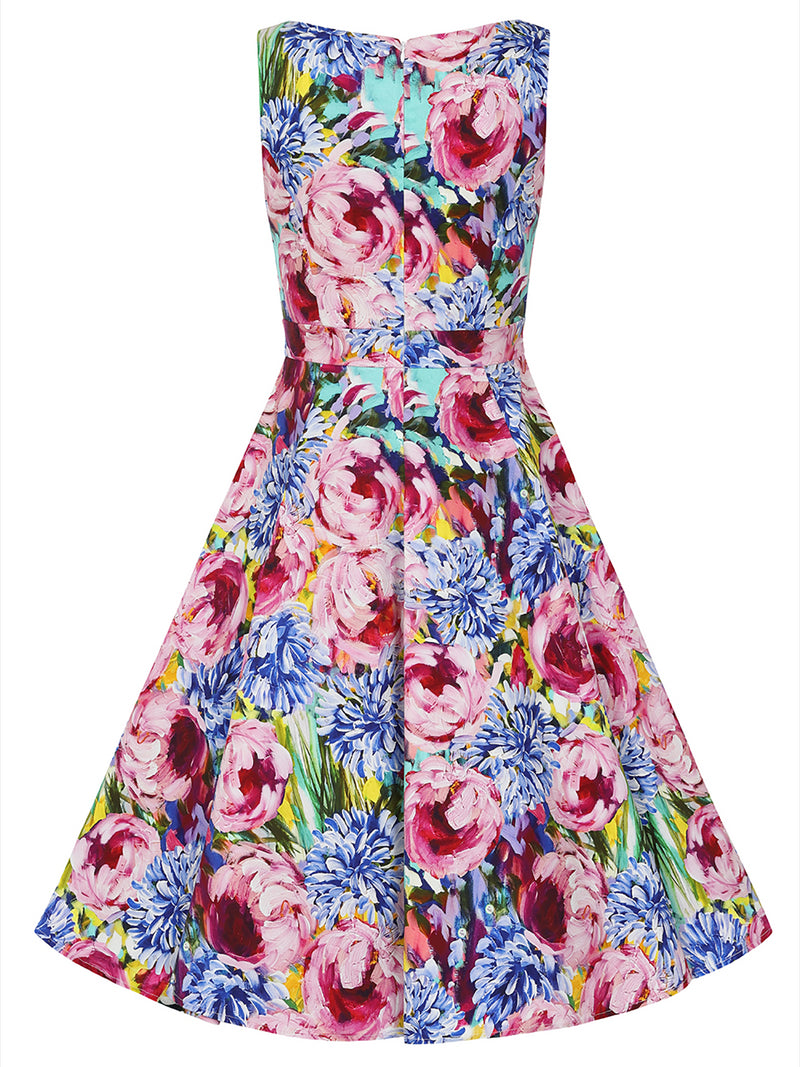 Painted Florals Vintage Style Swing Dress