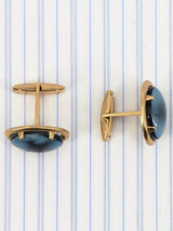 Vintage 1950s Gold Plated Light Blue Cufflinks