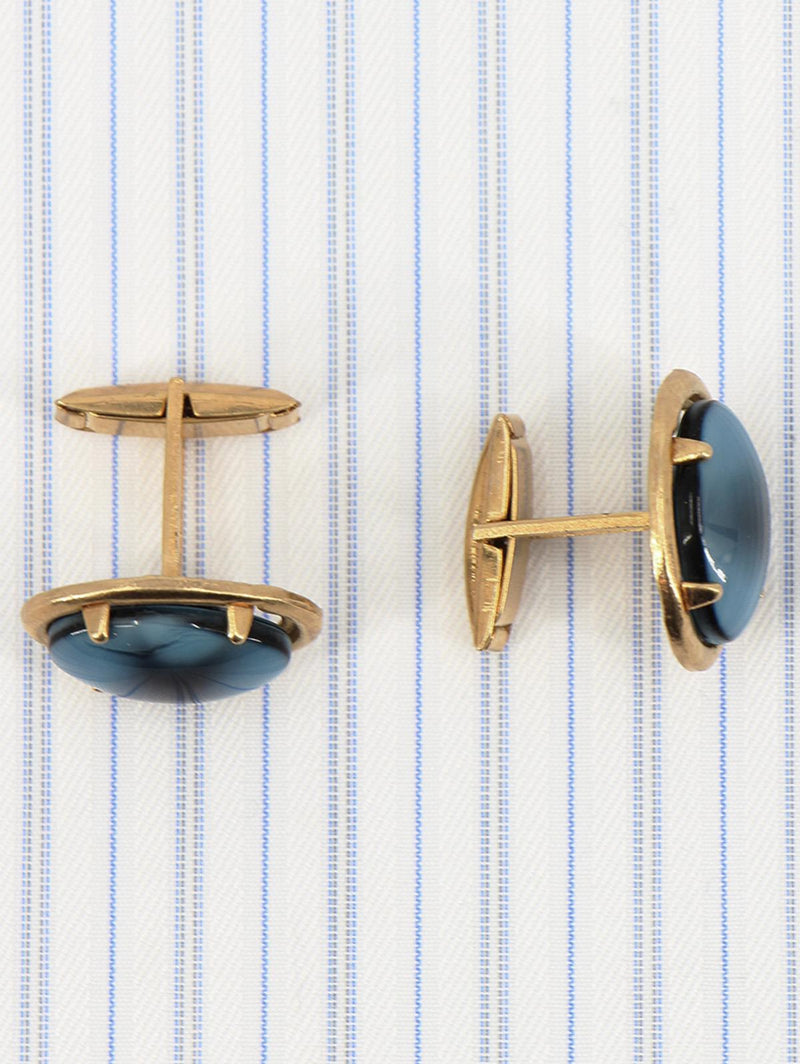 Vintage 1950s Gold Plated Light Blue Cufflinks