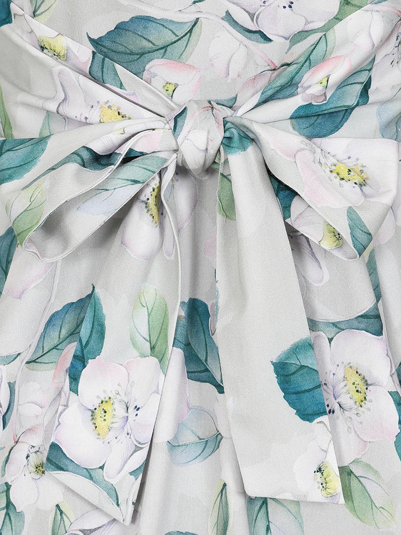 Pale Green Floral Vintage Style Swing Dress