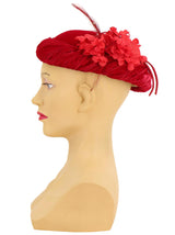 Vintage 1960s Red Velvet Pillbox Hat