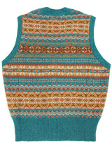 Scottish Wool Fairisle Ladies' Waistcoat in Topaz Blue