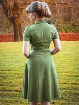 1940s Vintage Melody Shirtwaist Dress in Willow Green