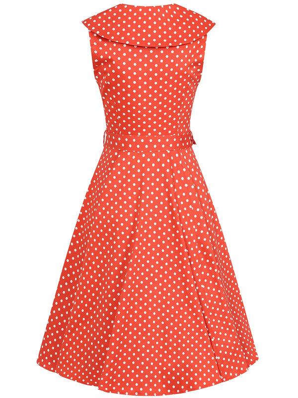 Red Polka Dot Vintage Style Sleeveless Dress