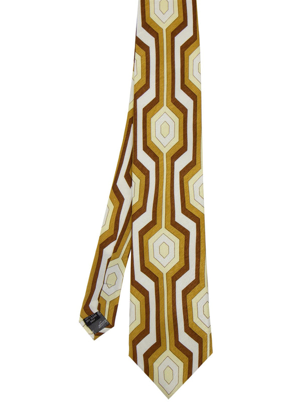 Kensington Vintage Style Geometric Mustard  Silk Tie