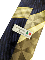 Italian Silk Wide Tie In Navy & Cream
