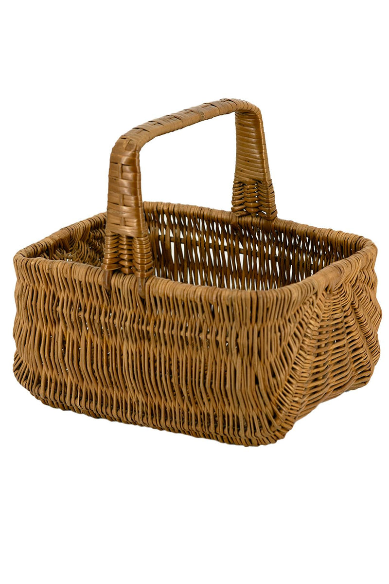 Midcentury Vintage Wicker Grocery Basket