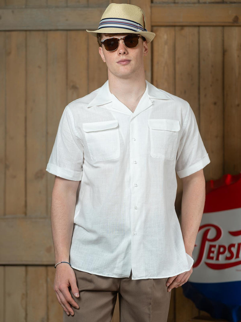 Vintage Style Cotton Leisure Shirt - Ivory