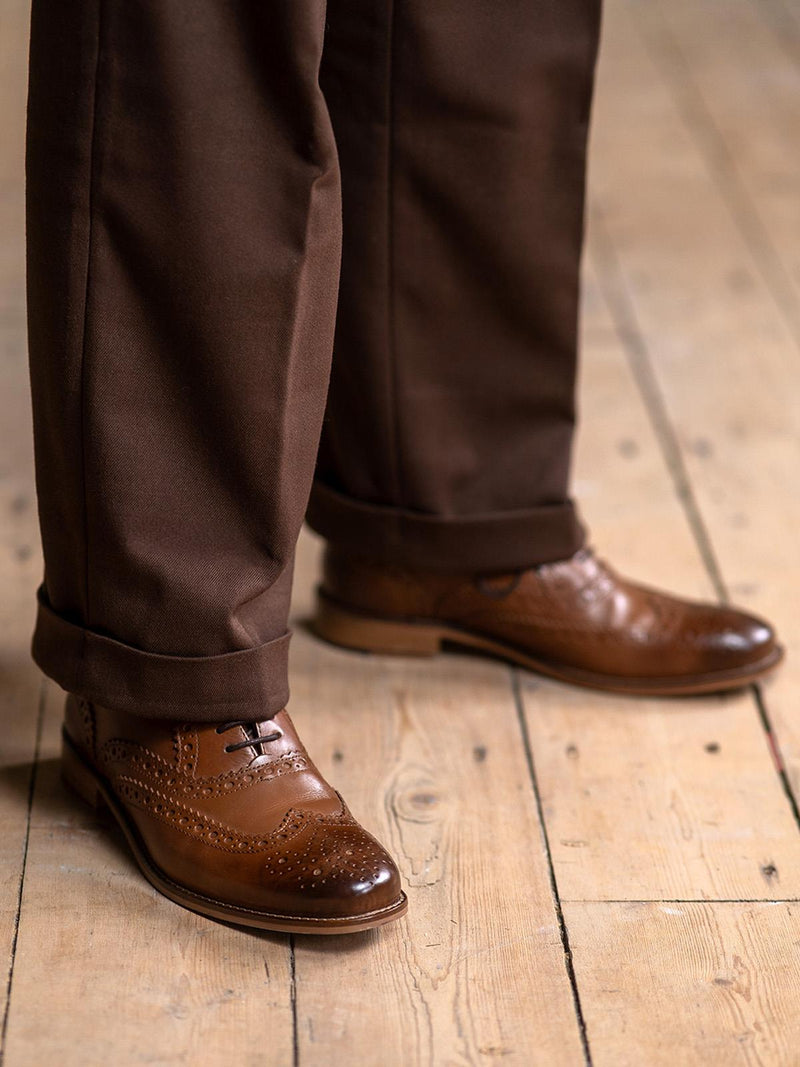 Chestnut Brown Leather Vintage Style Brogue Shoes – RevivalVintage