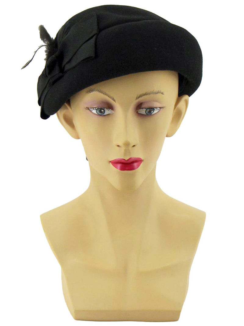 Black 40s Look Half Hat With Large Bow