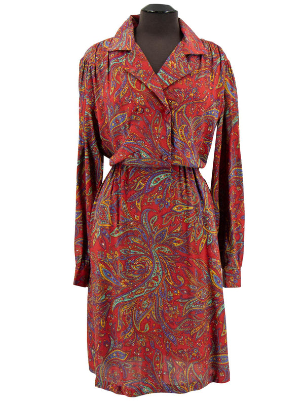 Vintage Red Paisley Double Breasted Shirtdress