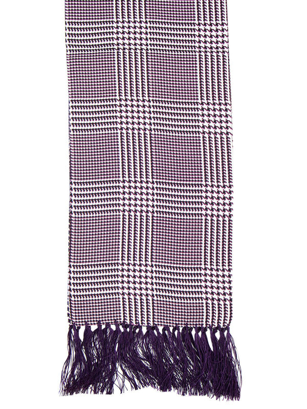 Purple 100% Silk Hounstooth Aviator Scarf