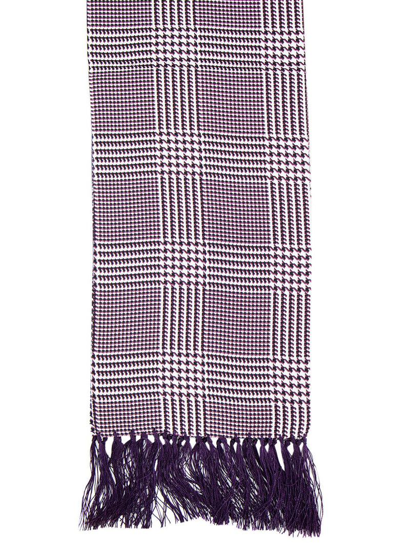 Purple 100% Silk Hounstooth Aviator Scarf