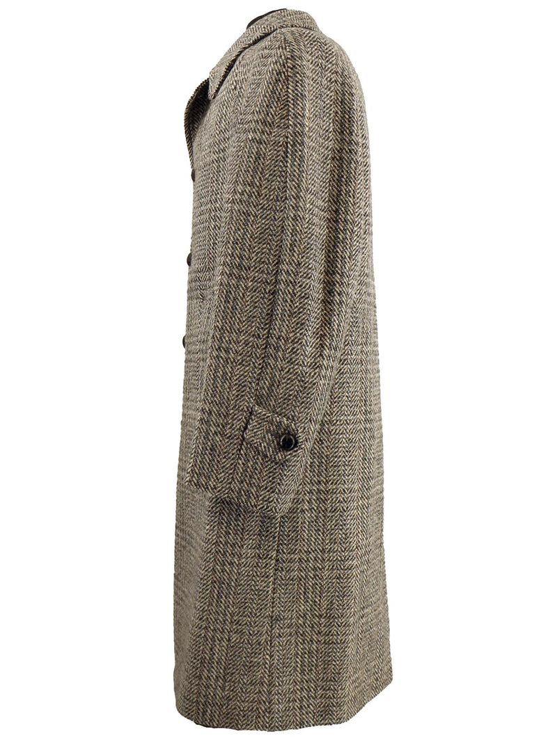 Vintage Crombie Grey Herringbone Wool Coat