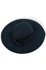 Navy Blue 40s Style Vintage Hat with Bow