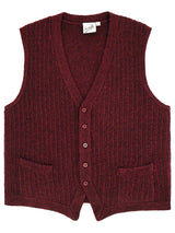 1940s Style Rufus Knitted Waistcoat in Cranberry Red