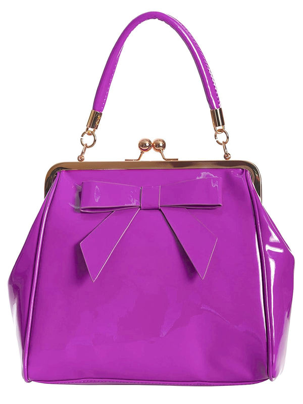 Purple Vintage Style Bow Decor Frame Bag