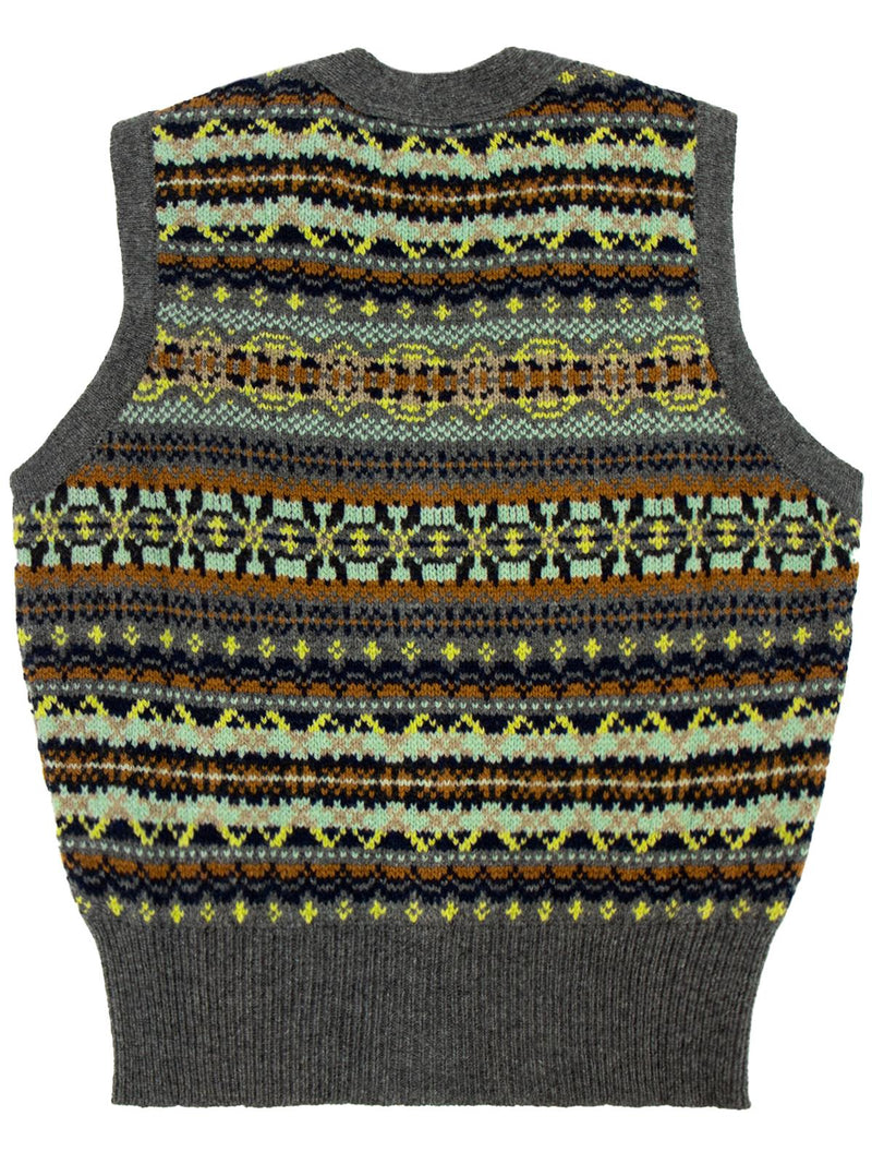 Scottish Wool Fairisle Ladies' Waistcoat in Garnet Grey