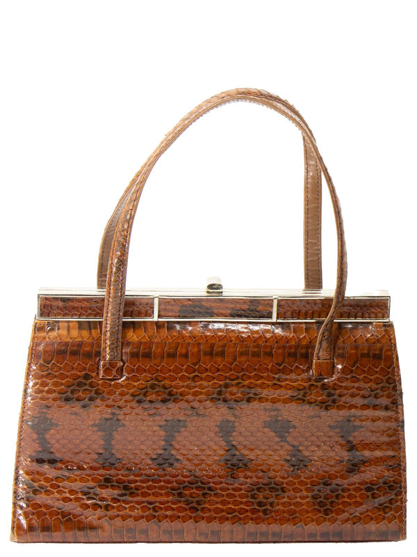 Vintage 1940s Tonal Snakeskin Frame Handbag