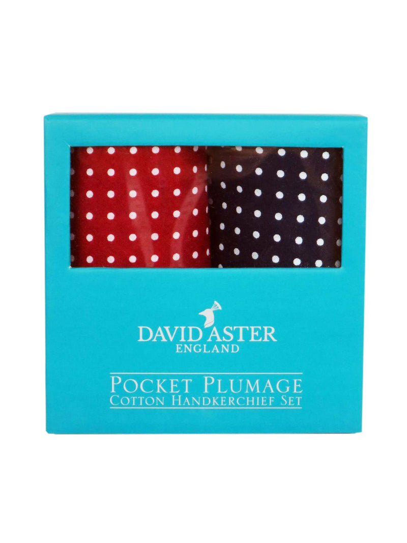 Navy & Red Polka Dot Cotton Handkerchiefs