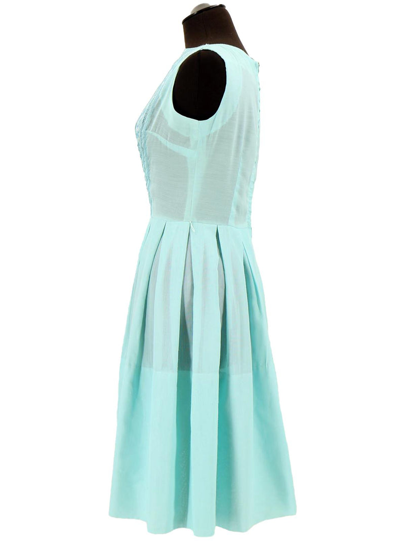 Turquoise Blue Sleeveless 1950s Vintage Dress