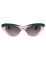 Retro Catseye Pink & Green Stripe Sunglasses