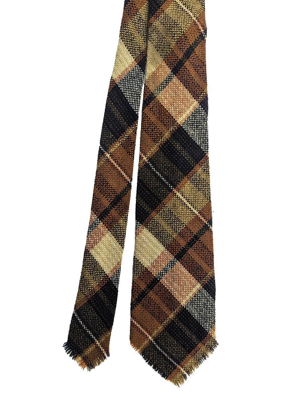 Brown Plaid Tie Vintage Scottish Wool