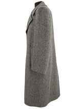 London Fog Grey Vintage Herringbone Tweed Coat