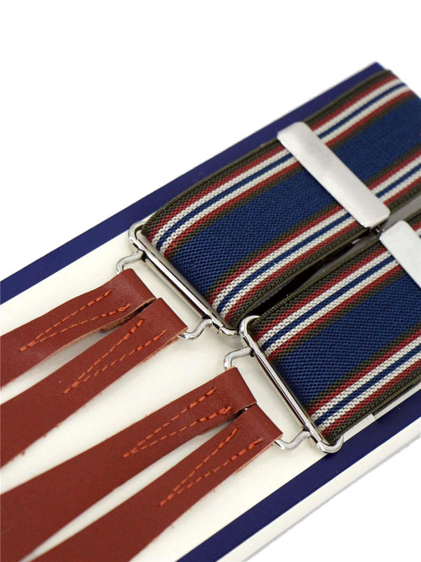 Navy & Orange Stripe Braces with Leather Loops