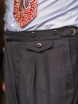 1940s Vintage Harry Fishtail Back Trousers in Slate Grey