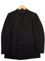 Blue Slub 1980s Vintage Black Suit