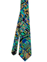 Vintage 1950s Style Green Multi Abstract Tie