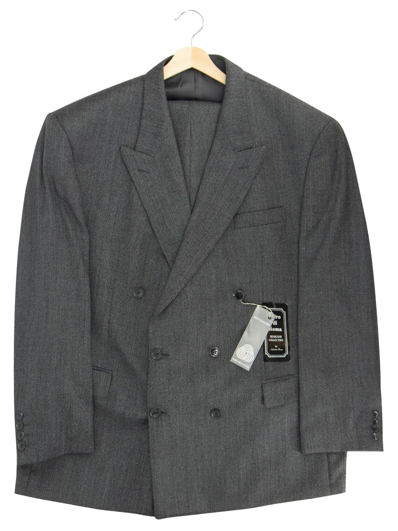 1940s Style Dark Grey Twill Double Breasted Suit