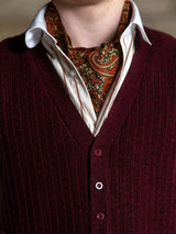 1940s Style Rufus Knitted Waistcoat in Cranberry Red