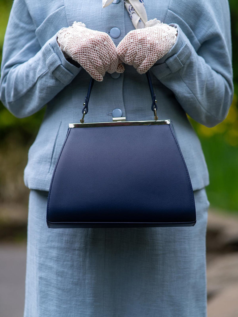 Midcentury Vintage Yesteryear Frame Bag - Navy Blue