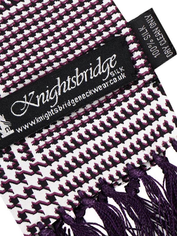 Purple 100% Silk Hounstooth Aviator Scarf