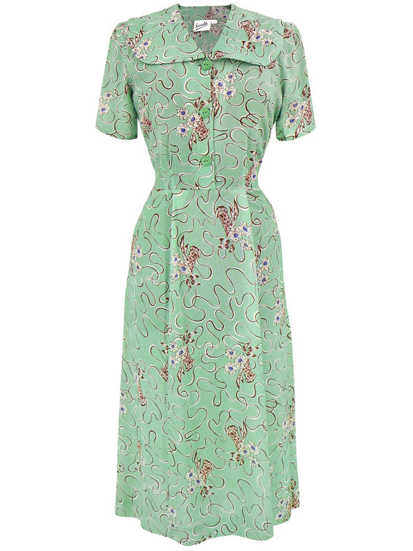 1940s Vintage Summer Harvest Dress in Mint Green