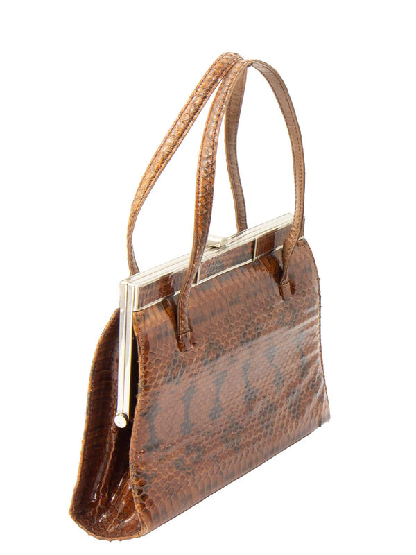 Vintage 1940s Tonal Snakeskin Frame Handbag