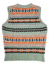 Vintage Style Shetland Wool Fair Isle Vest in Jungle Green