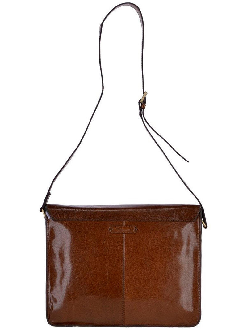 Men's Chestnut Leather Vintage Look Satchel Bag