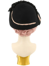 1930/40s Felt Black Bonnet Style Hat